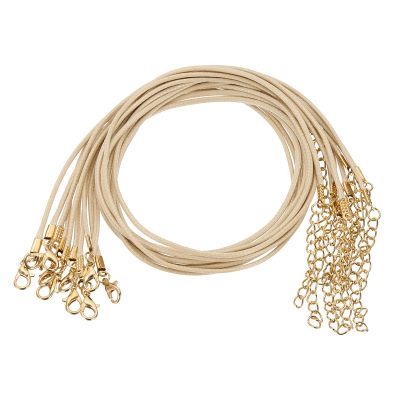 HARFINGTON 10pcs Waxed Necklace Cord Bulk, 18 Inches and 2mm Dia Necklace String Rope with Clasp for Pendants, Bracelets, Necklaces, Jewelry Making Beading Supplies,Dark Beige