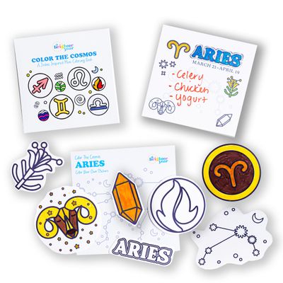 A Brighter Year Color The Cosmos Aries Gift Bundle - Adult Mini Coloring Book (3" x 3" - 50 Pages), Post It Notes (50-3 x 3), Stickers - Stress & Anxiety Relief - Mindfulness, Gift, Travel