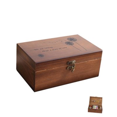VILLFUL 1pc Wooden Sewing Box Household Storage for Needlework Smooth Polished Finish Creative Design for Organized Craft Supplies for Home and Desktop Use