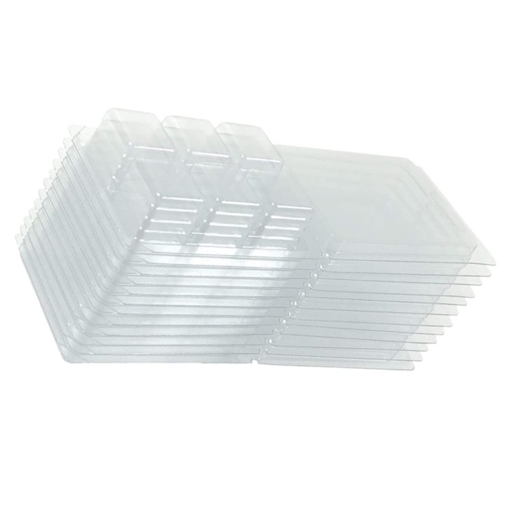 Gogogmee 50pcs Wax Melt Mold Clamshell Cube Trays PVC Packaging Boxes Storage Boxes for Craft