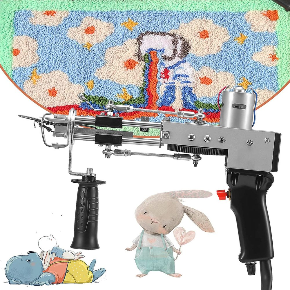 TREEYX Rug Tufting Gun,Cut Pile Tufting Gun,Loop Tufting Gun,Flocking Knitting Rug Gun,100V-240V Electric Carpet Weaving Gun,for High-Speed Weaving of Carpets