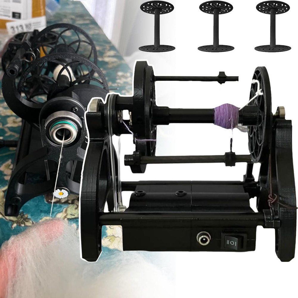 menglanchang Compact Electric Wool Spinner | Electric Winding Machine | 12v Yarn Spinning Wheel,| 4oz(120g) Fiber Capacity | Adjustable Speed (0-800rpm) | for Spinning and Weaving,Black