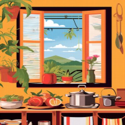 CISDKK Plant Identification Cross Stitch,Food Cross Stitch,Puerto Rico Cross Stitch,Puerto Rico Art,Kitchen Cross Stitch,Puerto Rico,Illustration Print,11CT9.45 * 13.39 inch