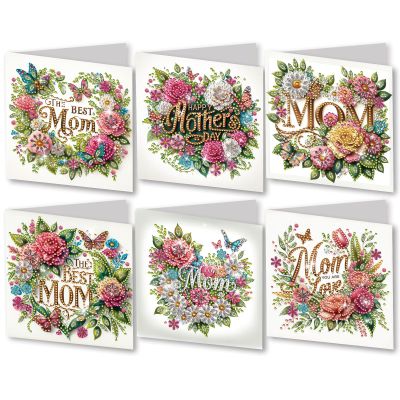 DIY Diamond Greeting Cards Set, 5D DIY Diamond Art Painting Festival Style Greeting Card, DIY Christmas Card Making Kits for Family Friends Handmade Gift-Mother's Day