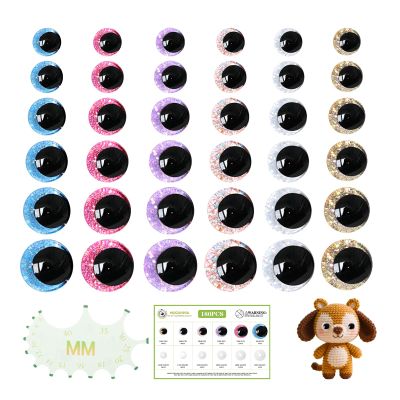 MUCUNNIA 180 Pcs 3D Moon Mermaid Safety Eyes for Amigurumi with Washers 12-30mm Trapezoid Glitter Safety Eyes for Crochet Animals Doll Eyes for Crocheting Stuffed Animal Eyes for DIY Christmas Decorat