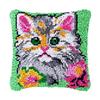bositigo Cat Latch Hook Pillow Kit for Adults & Kids, DIY Pre-Printed Canvas Craft, 17x17 Inch Decorative Cover for Sofa Cushions, Bedroom Decor (Cat Pattern 31) view 1