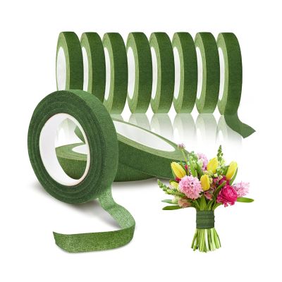 SHENIAFC 8 Packs Green Floral Tape 1/2 Inch Wide Ideal for Fresh Flowers Floral Crafts Bouquets and Wedding Arrangements 30 Yards Non Sticky Florist Tape