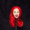 1/6 Scale Female Head Sculpt Vampire with Fangs in Long Red Hairstyle Head Carved Accessories for 12inch Action Figure Body Doll, 1/6 Scale Heavy Makeup Female Ghost Head Sculpt Accessory (red hair) view 4