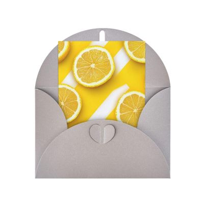 Blank Cards and Envelopes, Lemon Zest Yellow Stripes Pattern, Blank Greeting Cards, Blank Cards for All Occasion - Gray