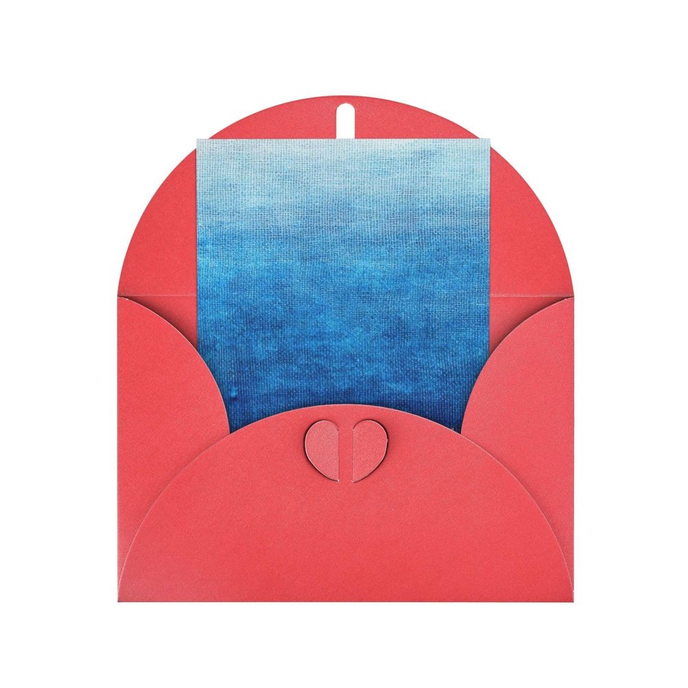 Blank Cards and Envelopes, Gradient Blue Denim, Blank Greeting Cards, Blank Cards for All Occasion - Red