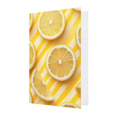 Blank Cards and Envelopes, Lemon Zest Yellow Stripes Pattern, Blank Greeting Cards, Blank Cards for All Occasion - Red