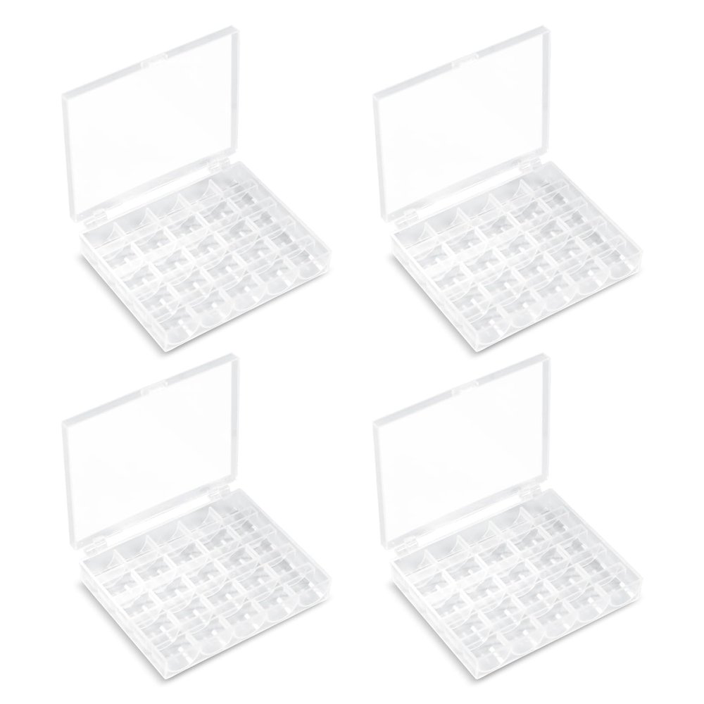 Opret 25 Slots Bobbin Organizer, Transparent Plastic Bobbin Case, Empty Spools Box For Sewing Supplies, 4 Pack, Compatible With Class 15 & SA156 Bobbins