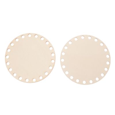BEBEMOKO 2pcs Wooden Crochet Basket Base Blank Round Base for DIY Basket Weaving Craft Kit