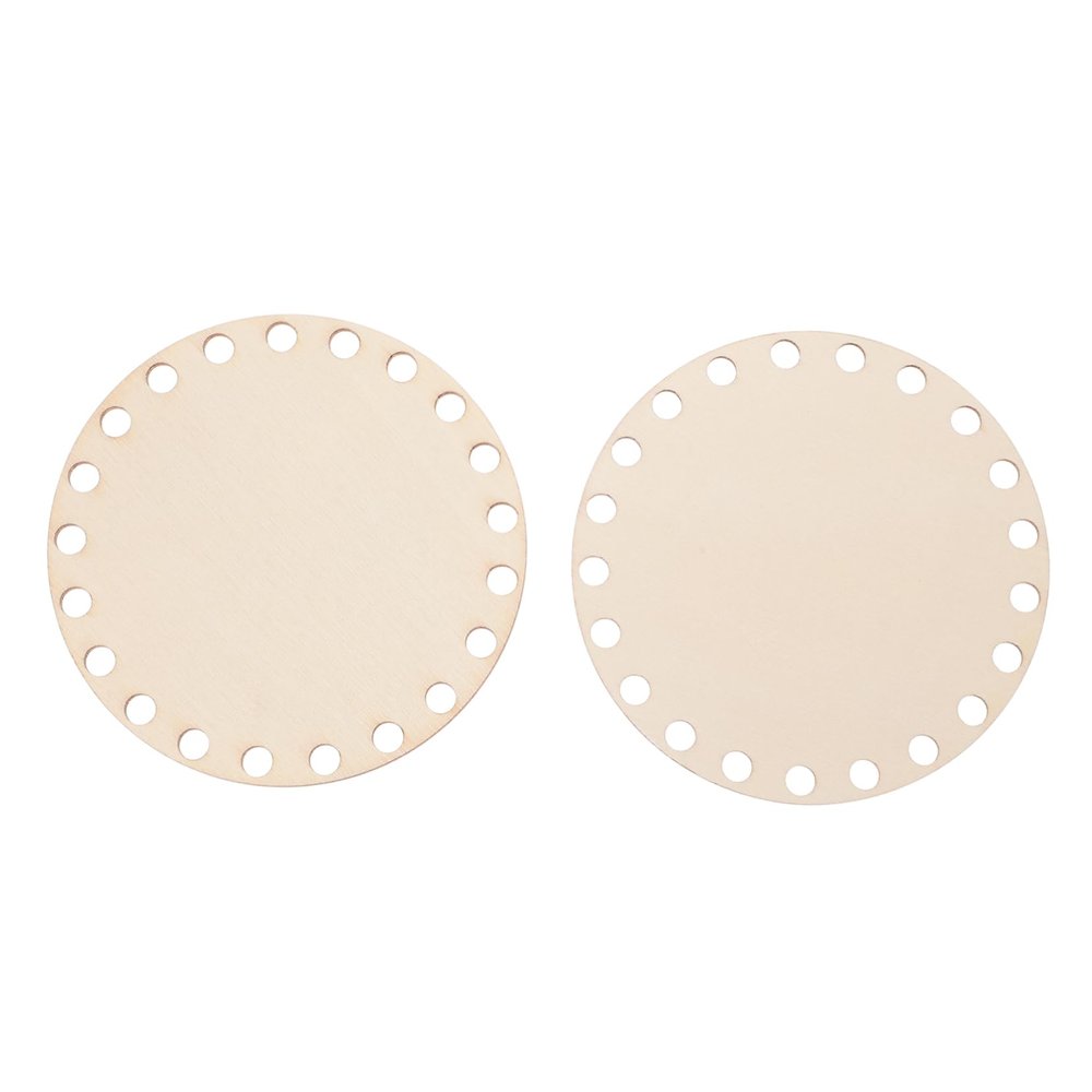 BEBEMOKO 2pcs Wooden Crochet Basket Base Blank Round Base for DIY Basket Weaving Craft Kit