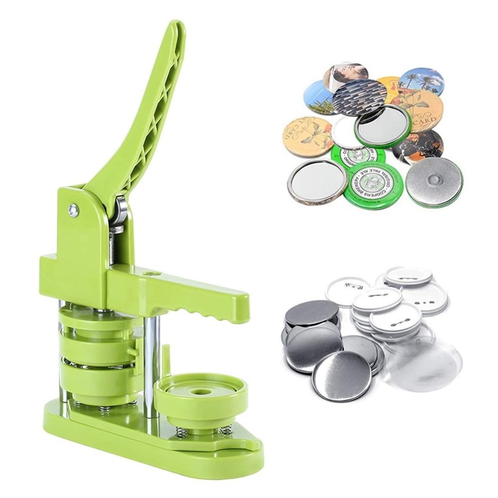 LIBODD Rotate Pin Badge Maker Machine Button Pin Maker Badge Punch Press Machine with 100 Set Parts and Cutter 25/32/37/44/58MM(58MM)