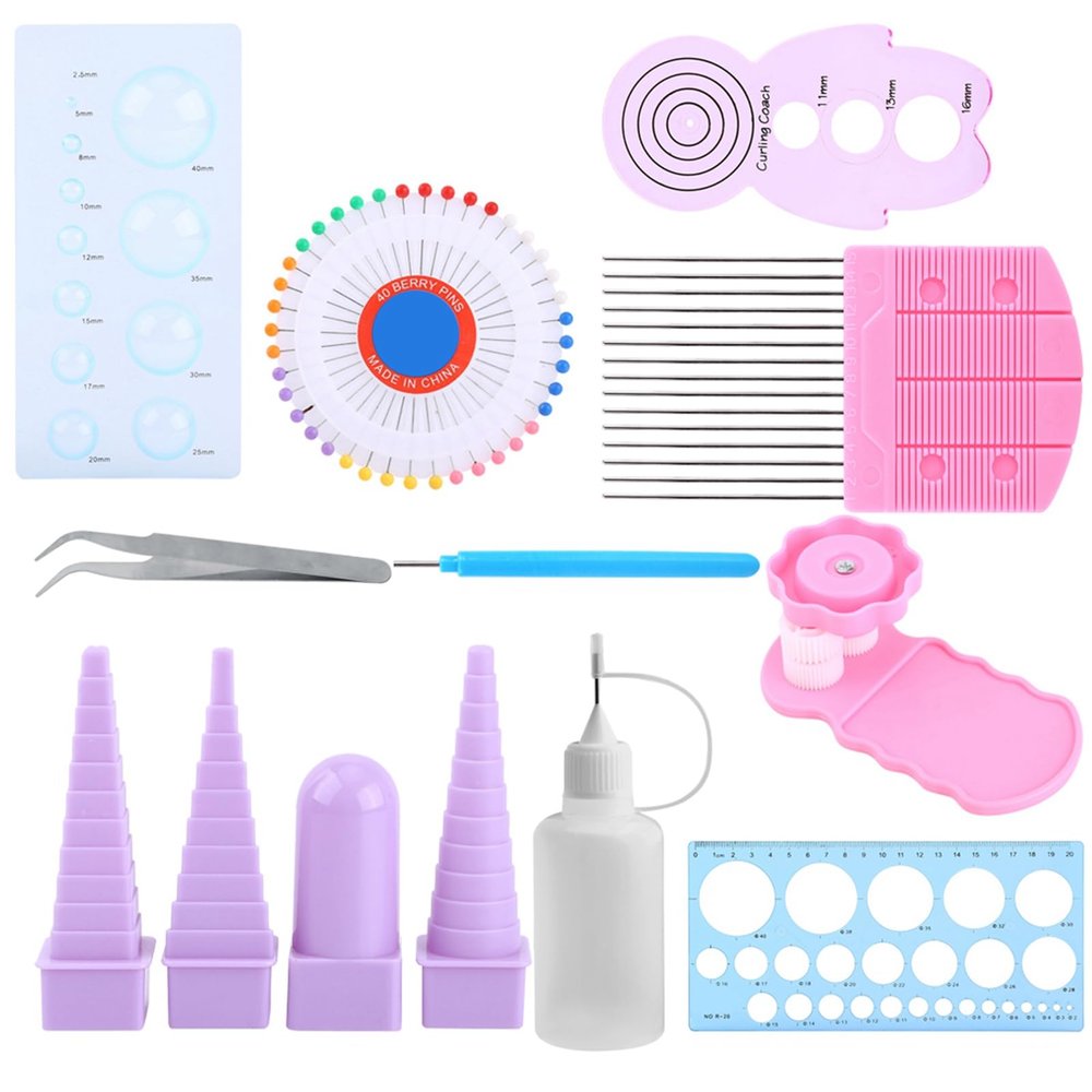 Jwthee Beginners Quilling Tools Kit,11 in 1 Quilling Kits Paper Strips Tool Set Quilling Paper Strips Quilling Tool Set Paper Craft Crimper Comb Ruler Pins Border Buddy Set