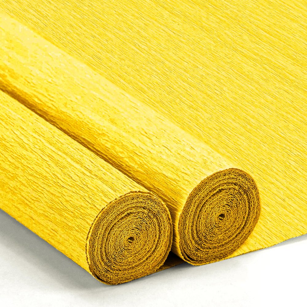 Crepe Paper Streamers 2 Rolls, 10 x 98Inch Crepe Paper Sheets for DIY Gift Colourful Paper Flower Wrapping Paper Crafts Birthday Wedding Holiday Party Decorations (Yellow)