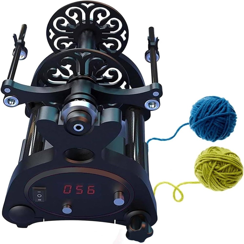 ZHLINGQ Electric Spinning Wheel, Yarn Ball Winder, with Foot Switch,120 g / 240 g Capacity Automatic Yarn Spinner 800 R/min Digital Display, for Blending Roving Braid Craft,A