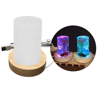 Silicone Resin Mold for DIY Crystal LED Bulb Night Light, Epoxy Molds with Wooden USB Display Base, Crafting Molds for Resin, Epoxy, and Acrylic Art
