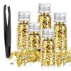 5Pcs Decorative Gold Leaf, Multifunction Gold Flakes Cake Decoration Baking Foil Decor with Plastic Tweezers for Cooking Dessert Steak Decoration Crafts Makeup view 1