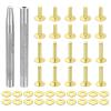 uxcell 20Set Copper Rivets and Burrs, 12x4x12mm and 12x4x19mm Solid Leather Copper Rivet Fastener with Punch Rivet Tool for Leather DIY Craft Supplies, Gold Tone view 1