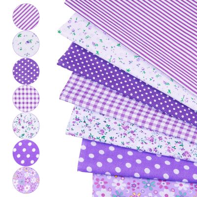 Magibeads 7 Pcs Fall Fabric for Sewing Purple Floral Fat Fabric Bundles Sewing Fabrics 10" Quilted Cotton Fabrics for Quilting Patchwork Handmade DIY Crafting Party Decor Scrapbooking Cloth