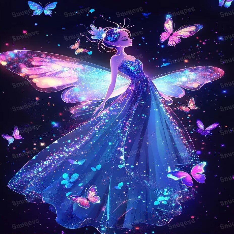5D Diamond Painting Kits - Dreamy Butterfly Fairy Diamond Art Kits for Adults Beginner,DIY Diamond Painting Full Drill Round Rhinestone for Home Decor Room Decor 12x18inch