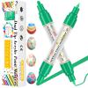 GPLMQ Paint Markers Paint Pens - 2 Pack Dual Tip Acrylic Permanent Marker (0.7mm & 3mm), Non-Toxic, Water-Based for Art Painting, Stone, Ceramic, Glass, Wood, Fabric, Metal, DIY Crafts (Green) view 1
