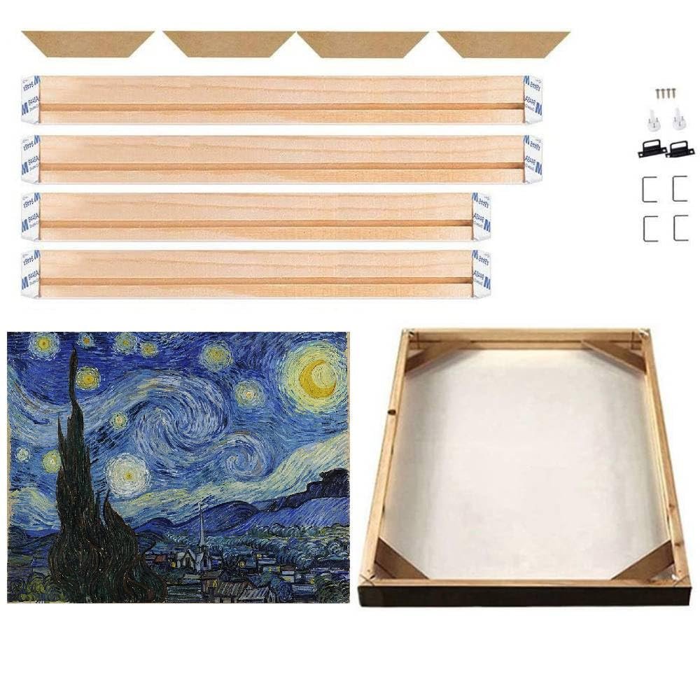 Doofiary 20x24 Inch Canvas Stretcher Bars - DIY Solid Wood Canvas Frames Kit for Oil Paintings Posters Prints & Paint by Numbers Easy Install