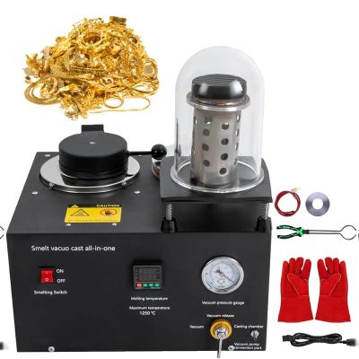 Dfdieratve 3 CFM Vacuum Investing Casting Machine 1/2 HP, 2L Lost Wax Cast Combination with a 9" Bell Jar for Jewelry Processing Factories and Artwork Manufacturers to Make high-densit Jewelry