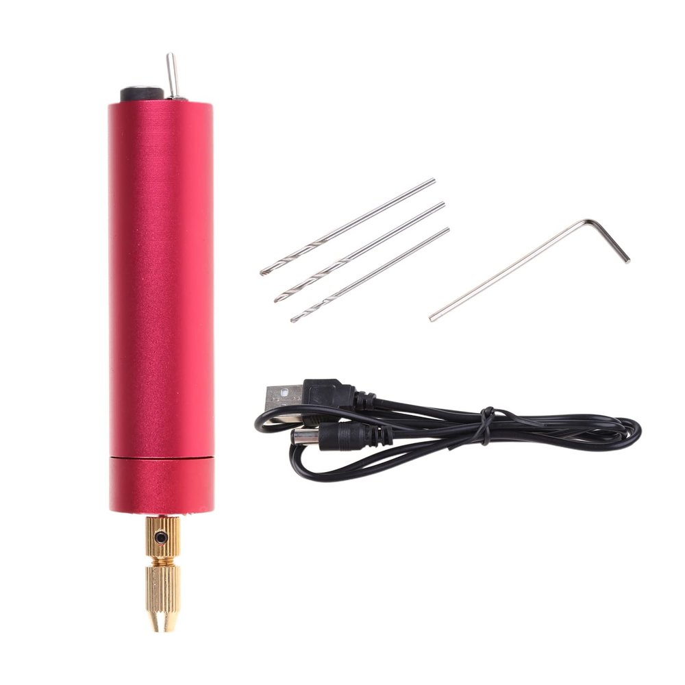 HYROOY Micro Electric Aluminum Portable Handheld Drill Set Twist Drill Bits Rotary Tools Kit Resin Casting Jewelry Making Aluminum Alloy