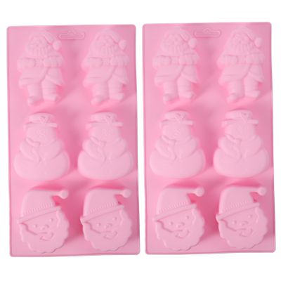 DECHOUS 2pcs Christmas Silicone Cake Mold Santa and Snowman Baking Molds for and Crafts Food-grade Silicone Random Colors