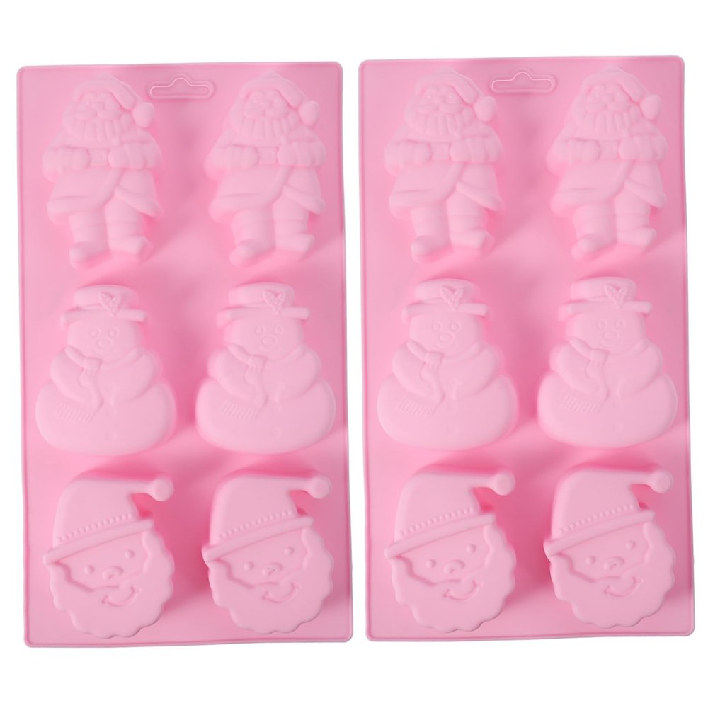 DECHOUS 2pcs Christmas Silicone Cake Mold Santa and Snowman Baking Molds for and Crafts Food-grade Silicone Random Colors