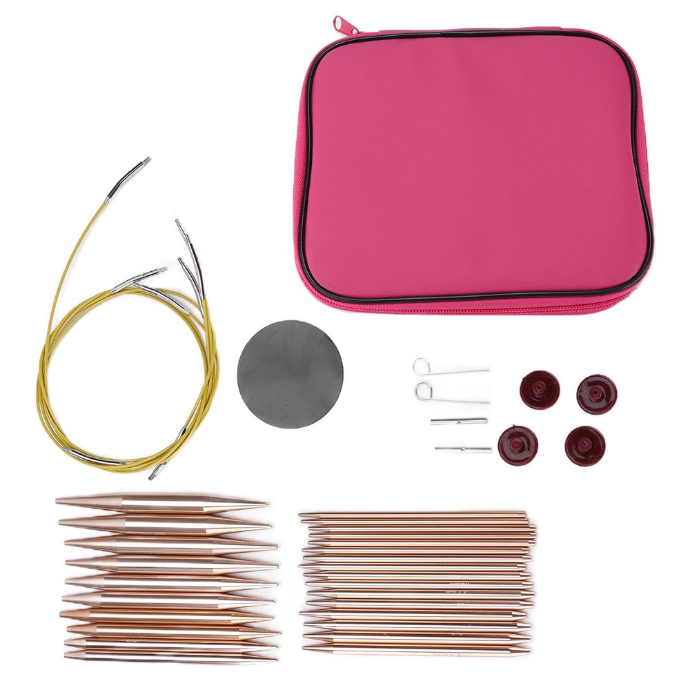 26PCS Interchangeable Knitting Needles Set, Aluminum Circular Knitting Needles Set with Case for Socks, Sweaters, Hats, Size from 3.0mm to 10mm for Beginner, DIY Crafts