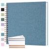 Scrapbook Photo Album 10x10 Inches 80 Pages Hardcover Kraft Paper Linen Cover Scrap Book Memory Book DIY Scrapbook Albums for Wedding Baby Boyfriend Travel Anniversary Family, Blue view 1