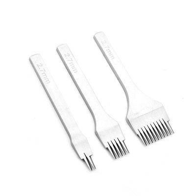 High Precision Punch Prong Tool Set for Leather Crafts with Sturdy White Steel Chisel Prongs - Multipack of 2/5/10 Prongs for Stitching and Lacing (Spacing 2.7mm)