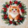 Bcdfgybcaxn Animal Embroidery Cross Stitch Kit for Beginners,cat in a Wreath,DIY Needlepoint Kits Embroidery Patterns 11CT Arts Home Decor,16X20in view 1