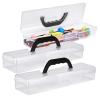 BTSKY 3 Pack Clear Plastic Painting Brush Container with Black Handle, Portable Long Paintbrush Case, Drawing Tools Storage Box, Practical Art Supply Organizer for Artist Crafters, 13.2"x3.5"x2.4" view 1