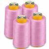 AK TRADING CO. 4-Pack Rose Pink All Purpose Sewing Thread Cones (6000 Yards Each) of High Tensile Polyester Thread Spools for Sewing, Quilting, Serger Machines, Overlock, Merrow & Hand Embroidery view 1
