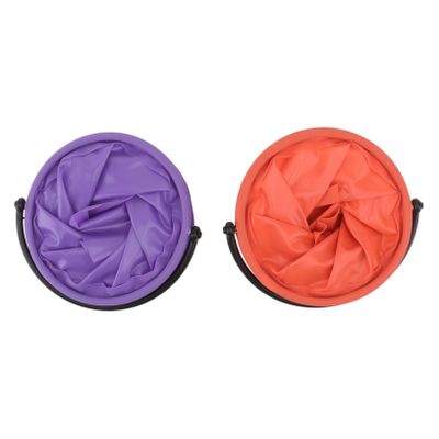 Beatifufu 2pcs Collapsible Brush Basin Wash Painting Brush Holder Durable Plastic with Compartment for Easy Cleaning for Artists and Students Orange and Purple
