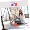 Beatifufu 2pcs Collapsible Brush Basin Wash Painting Brush Holder Durable Plastic with Compartment for Easy Cleaning for Artists and Students Orange and Purple view 2