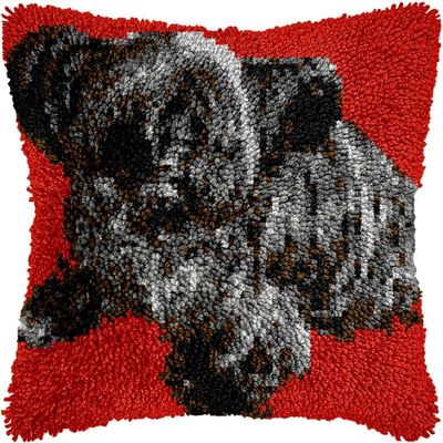 DIY Latch Hook Pillow kit, Suitable for Beginners Color Printed Canvas Yarn Crochet Throw Pillow Sewing DIY Tapestry, for Home Sofa Decoration 43x43cm- Dog (D) 38