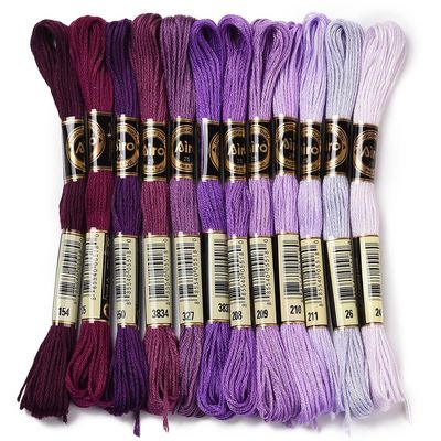 CABODYALS 12 Skeins 105 Yards Gradient Purple Polyester Embroidery Floss Cross Stitch Threads Colorful Friendship Bracelets Craft Needlepoint Yarn for Sewing Making DIY Birthday Wedding Stitching