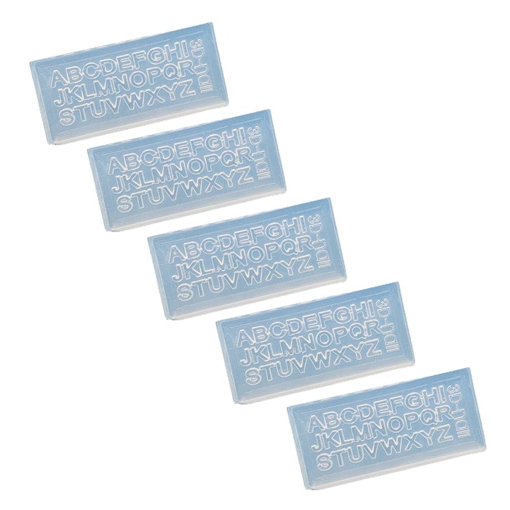 BOLOUY 5Pcs Portable English Letters Shaped Silicone Mold for Girl Nail Art Template Resin Molds for Craft Making
