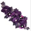 1pc Handmade Rhinestone Applique for Clothes, 3D Flower Fabric Patches for Wedding Dress, Bling Beaded Embroidery Lace Applique for Hat Hairband Sewing Embellishment (Purple) view 1