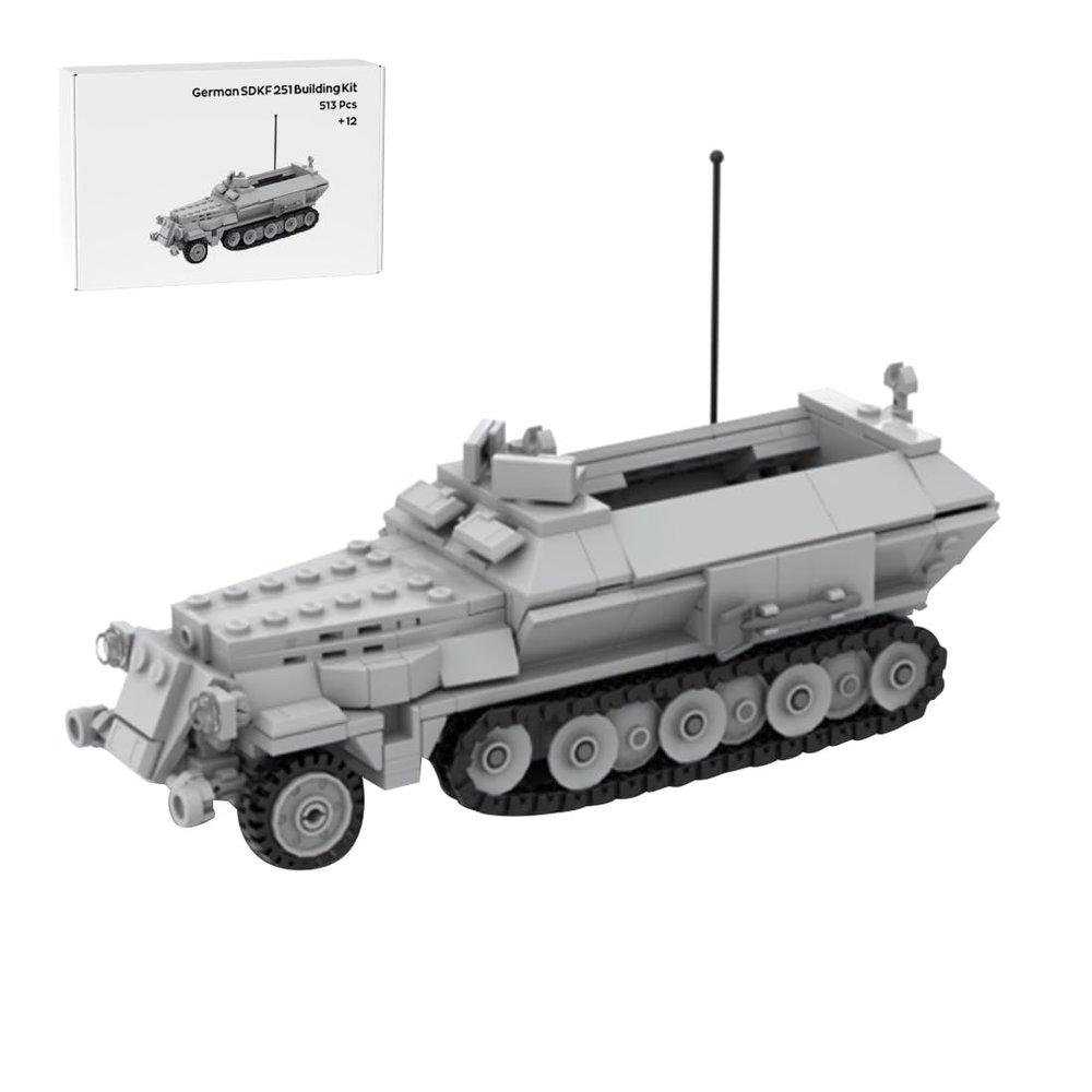 BrickCraftWorks German Half-Track Building Blocks Set, Collectible WW2 Military Vehicle Model for Adults to Build and Display, Great Army Gift (513PCS)