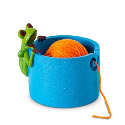 dgudgu Frog Yarn Bowl For Crocheting Cute Crochet Bowls For Yarn Holder Bowl Orange Crochet Bowl Premium Crochet Bowl For Yarn With Cute Green Frog Decor, Ideal Knitting Bowl For Storage