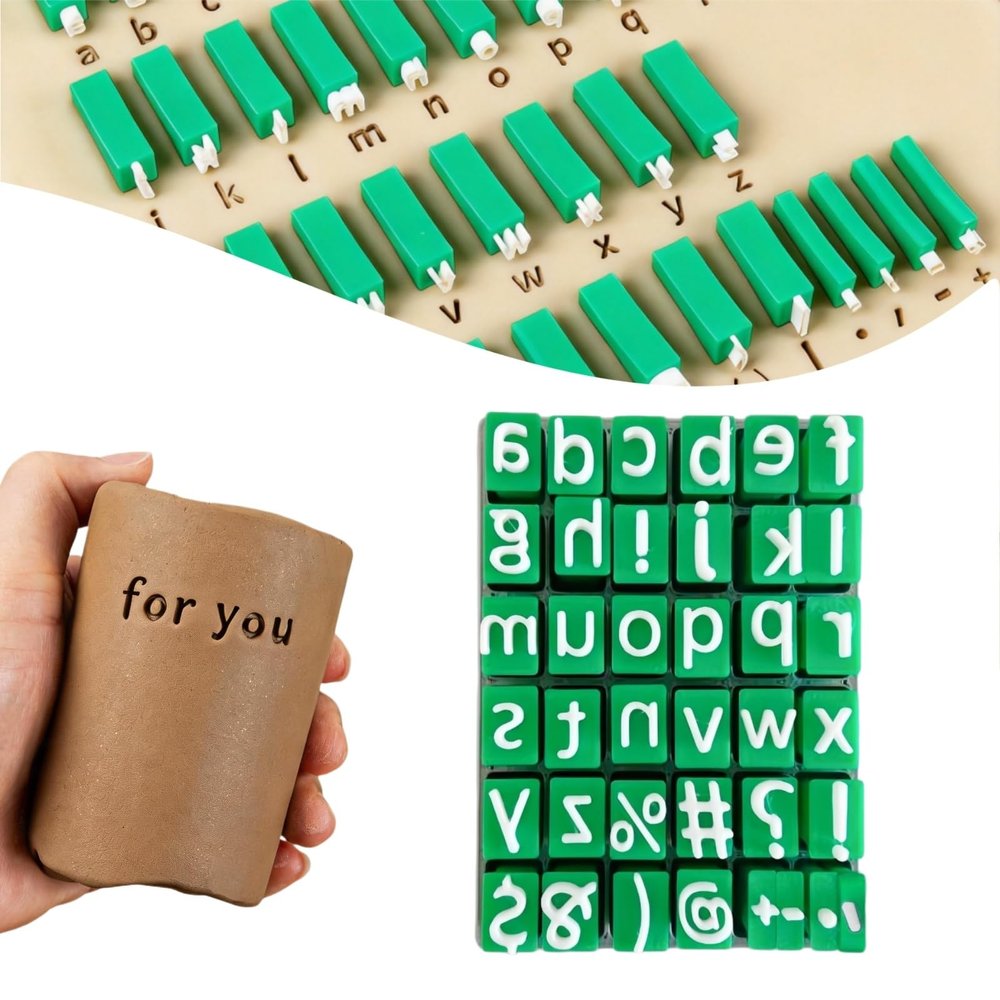 Alphabet Stamps Set for Clay Pottery, Polymer Clay Stamps, Lowercase and Alphabet Symbols Small Press Fondant Embosser DIY Cookie Stamps