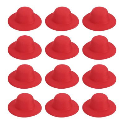 PATIKIL 2.3 inch Mini Formal Hats, 12 Pcs Miniature Doll Hats Mini Top Hat for Crafts Hair Accessories Decorate Doll Snowman, Red
