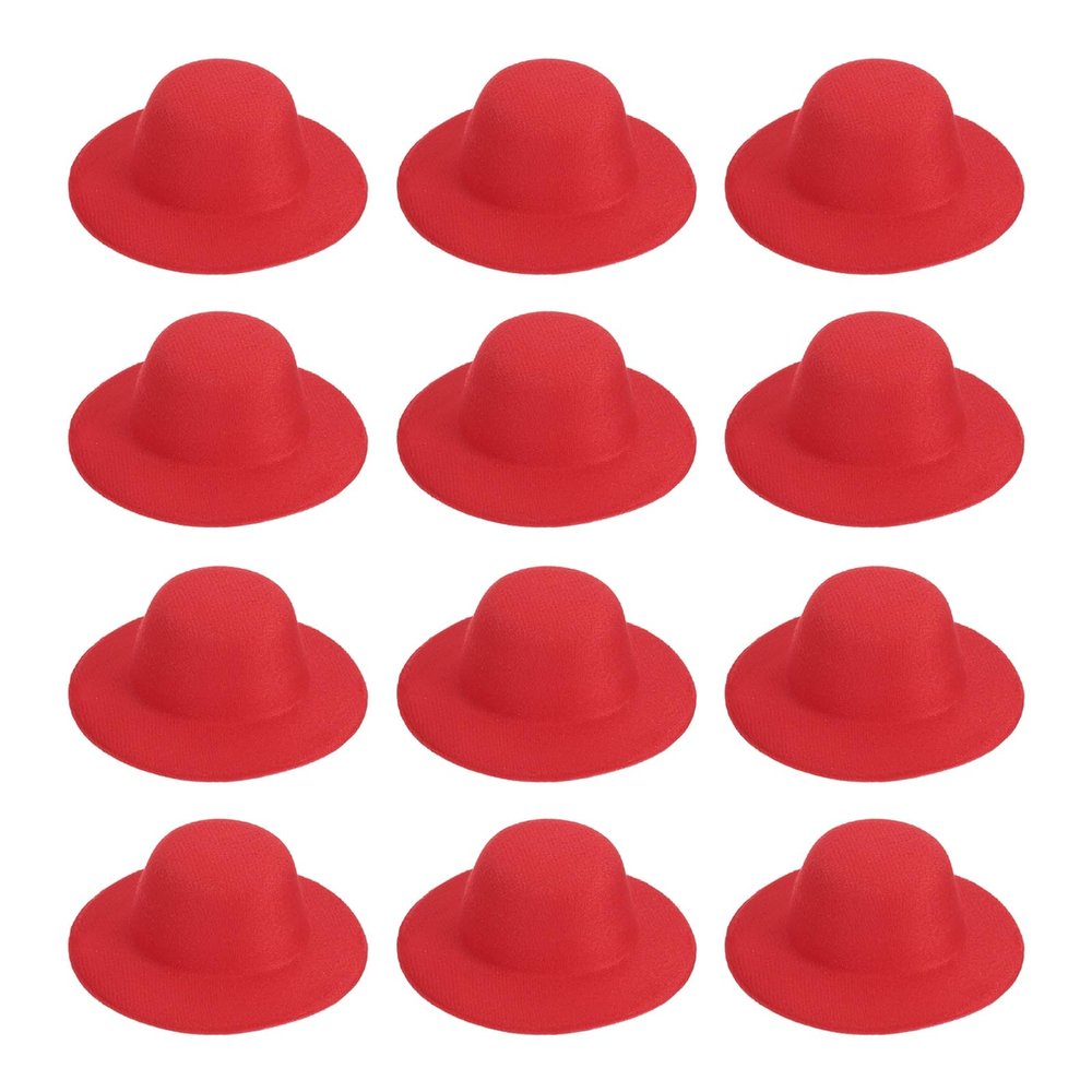 PATIKIL 2.3 inch Mini Formal Hats, 12 Pcs Miniature Doll Hats Mini Top Hat for Crafts Hair Accessories Decorate Doll Snowman, Red